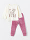 Crew Neck Velvet Girls' Baby Pajama Set